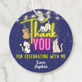 ネオングローピンク黄色かわいい猫たちパーティーありがとう フェイバータグ (正面)