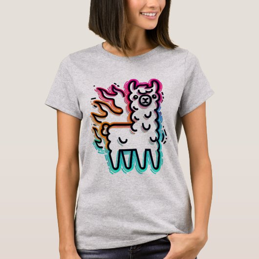 ネオングローフレームラマ Tシャツ (正面)