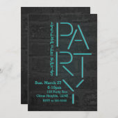 ネオングローブルーパーティーブリックウォールアーバン招待状 招待状 (正面/裏面)