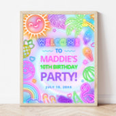 ネオングロープールパーティー誕生日ウェルカムサイン ポスター