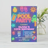 ネオングロープールパーティー誕生日招待状 招待状 (スタンド正面)