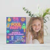 ネオングロープールパーティー誕生日招待状 招待状 (スタンド正面)