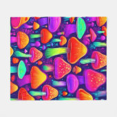 ネオングローマッシュルーム林 フリースブランケット (正面(横))