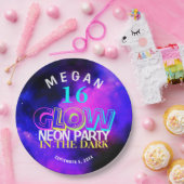 ネオングローモダンスウィート16誕生日パーティー紙プラ ペーパープレート (パーティー)