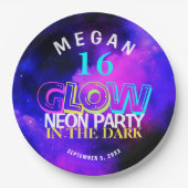 ネオングローモダンスウィート16誕生日パーティー紙プラ ペーパープレート (正面)