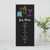 ネオングローライトカクテルオープンバー結婚のメニュー メニュー (スタンド正面)