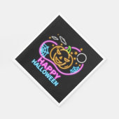 ネオングロールックハロウィーンパンプキンこうもりくもの巣ムーン スタンダードランチョンナプキン (角)