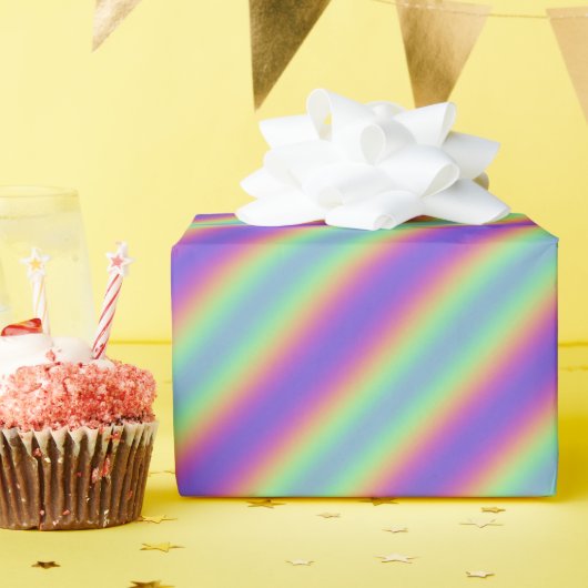 ネオングローレインボーストライプ紙 ラッピングペーパー (誕生日パーティー)