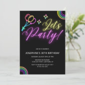 ネオングローレインボーバルーン誕生日 招待状 (スタンド正面)