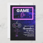 ネオングローレトロアーケードゲームバースデーパーティー 招待状 (正面)