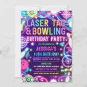 ネオングローレーザーラベル及びボーリング誕生会 招待状 (正面)