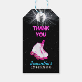 ネオングローローラスケートで滑るレッツバースデー転がティーパーティー ギフトタグ