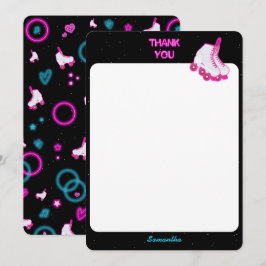 ネオングローローラスケートで滑るレッツバースデー転がティーパーティー サンキューカード