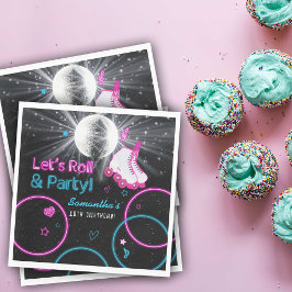 ネオングローローラスケートで滑るレッツバースデー転がティーパーティー スタンダードランチョンナプキン