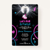 ネオングローローラスケートで滑るレッツバースデー転がティーパーティー バッジ (裏面)