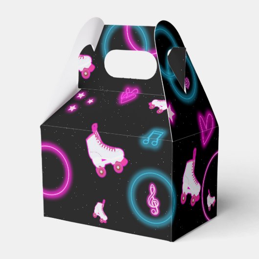 ネオングローローラスケートで滑るレッツバースデー転がティーパーティー フェイバーボックス (裏面サイド)