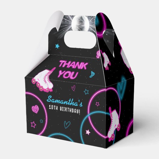 ネオングローローラスケートで滑るレッツバースデー転がティーパーティー フェイバーボックス (正面サイド)