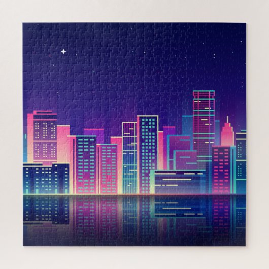 ネオングローヴィンテージナイトシティ ジグソーパズル (縦)