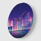 ネオングローヴィンテージナイトシティ ラージ壁時計 (傾斜)