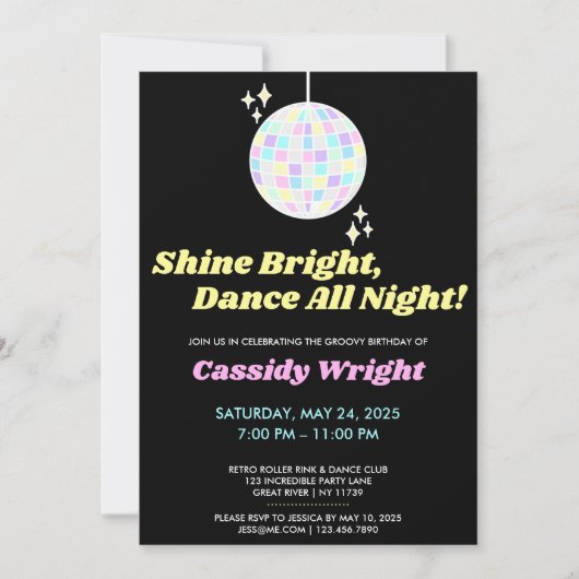 ネオングローヴディスコ誕生日 招待状 (正面)