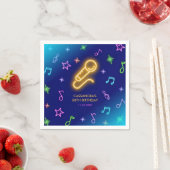 ネオングロー歌唱カラオケ誕生日 スタンダードカクテルナプキン (インサイチュ)
