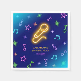 ネオングロー歌唱カラオケ誕生日 スタンダードカクテルナプキン