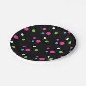ネオングロー水玉模様パーティープレート ペーパープレート (アングル)