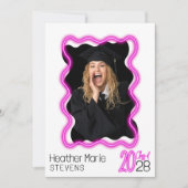 ネオングロー波状縁ど写画卒業パーティー 招待状 (正面)