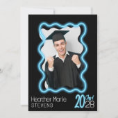 ネオングロー波状縁ど写画卒業パーティー 招待状 (正面)