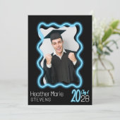 ネオングロー波状縁ど写画卒業パーティー 招待状 (スタンド正面)