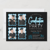 ネオングロー波状縁ど写画卒業パーティー 招待状 (裏面)