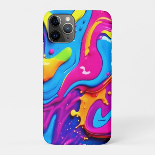 ネオングロー液体(ばちゃばちゃ)跳ねるアートワーク Case-Mate iPhoneケース (裏)