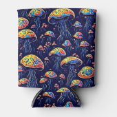 ネオングロー生物発光キノコ – レトロ漫画 缶クーラー (正面)