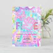 ネオングロー絞り染めハイファイブバースデーパーティー 招待状 (スタンド正面)