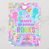 ネオングロー絞り染めロック登山誕生日パーティー 招待状 (正面/裏面)