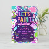 ネオングロー絵を描陶器の誕生日パーティー 招待状 (スタンド正面)