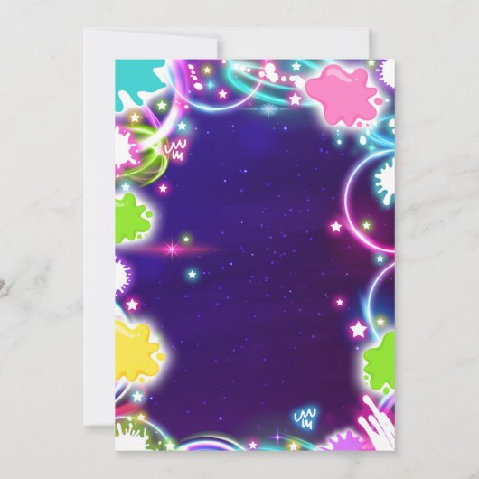 ネオングロー絵を描陶器の誕生日パーティー 招待状 (裏面)