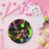 ネオングロー絵を描（ばちゃばちゃ）跳ねる誕生日パーティー ペーパープレート (パーティー)