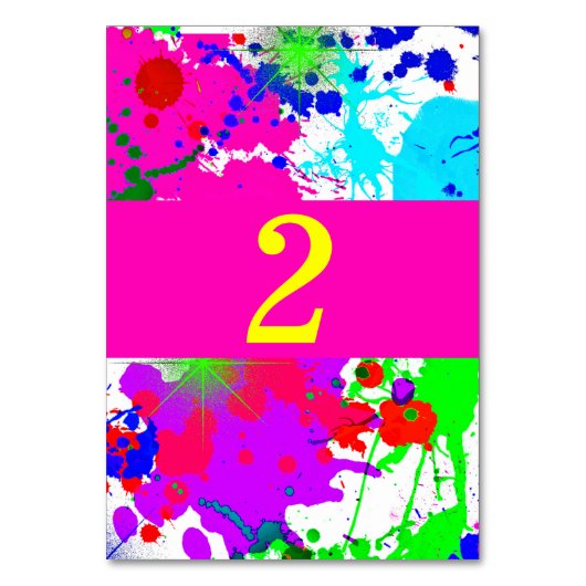 ネオングロー絵を描、(ばちゃばちゃ)跳ねる、カスタム テーブルナンバー (正面)