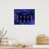 ネオングロー誕生日のダウンロード可能な座席表 ポスター (キッチン)