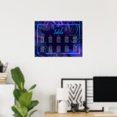 ネオングロー誕生日のダウンロード可能な座席表 ポスター (ホームオフィス)