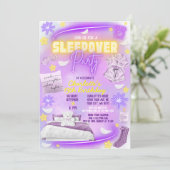 ネオングロー10代のトゥイーンガールズスランバースリープバーパーティー 招待状 (スタンド正面)