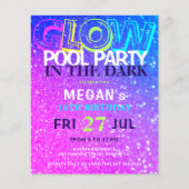 ネオングロー10代の予算の誕生日パーティーの招待 (正面)