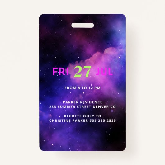 ネオングローVIPアクセススウィート16誕生日の招待 バッジ (裏面)