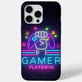 ネオンゲーマーの遊んで勝つ iPhone 15 PRO MAXケース
