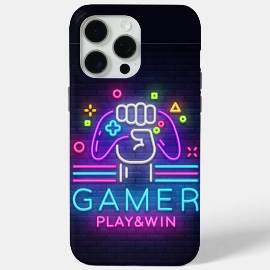 ネオンゲーマーの遊んで勝つ Case-Mate iPhoneケース (裏面)