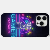 ネオンゲーマーの遊んで勝つ Case-Mate iPhoneケース (裏面 (横))