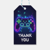 ネオンゲーマーアーケードビデオゲームレベルアップ誕生日 ギフトタグ (裏面)
