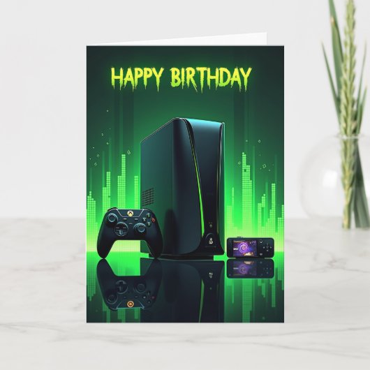 ネオンゲーマー 誕生日カード カード (正面)