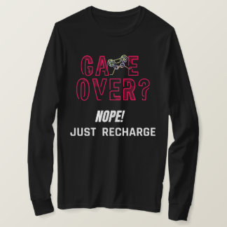 ネオンゲームオーバーゲーマー充電デザイン Tシャツ